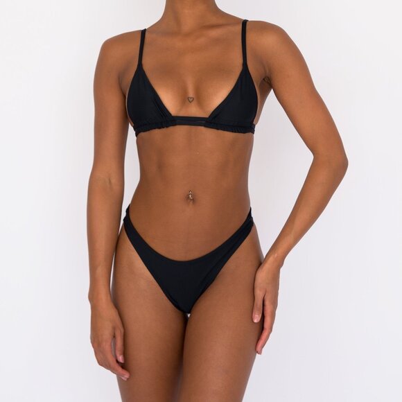 Skatie Black Bikini Bottom Dylan Womens XS Cheeky Swimsuit Seamless Mid-Rise - Picture 2 of 5